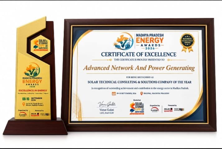 Madhya Pradesh Energy Awards 2026 - Certificate of Excellence